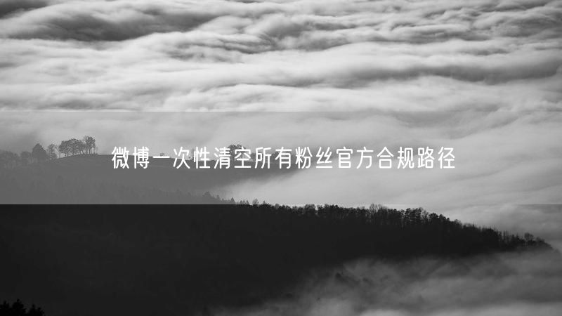 微博一次性清空所有粉丝官方合规路径