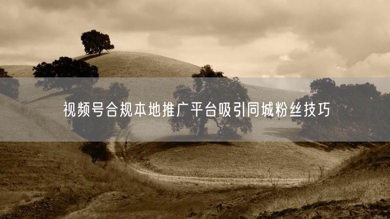 视频号合规本地推广平台吸引同城粉丝技巧