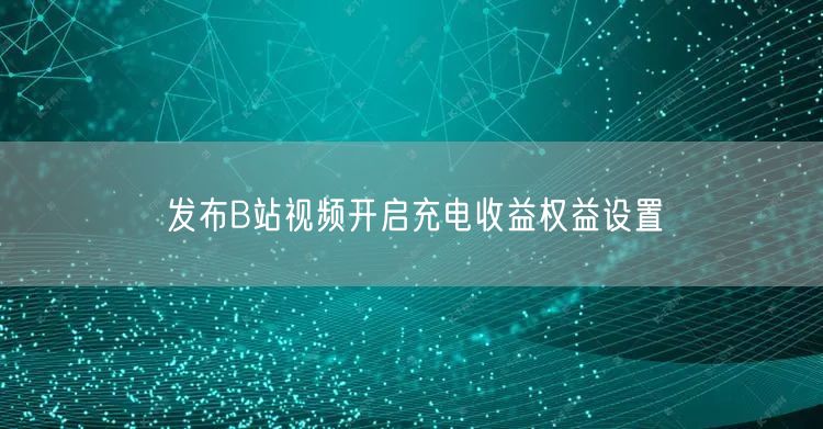 发布B站视频开启充电收益权益设置
