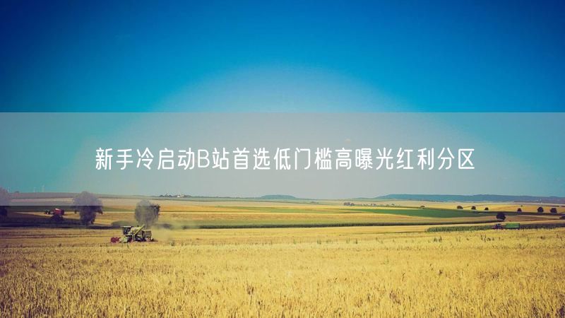 新手冷启动B站首选低门槛高曝光红利分区