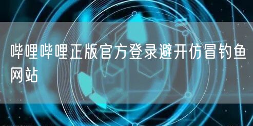 哔哩哔哩正版官方登录避开仿冒钓鱼网站