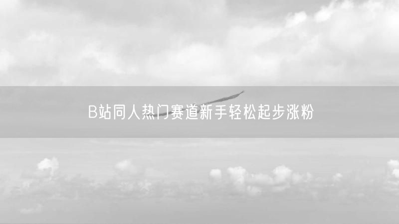 B站同人热门赛道新手轻松起步涨粉