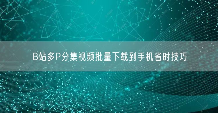 B站多P分集视频批量下载到手机省时技巧
