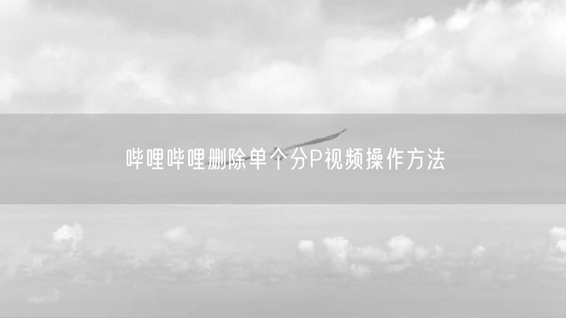 哔哩哔哩删除单个分P视频操作方法