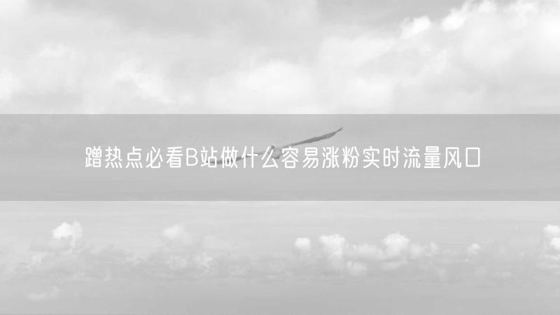 蹭热点必看B站做什么容易涨粉实时流量风口